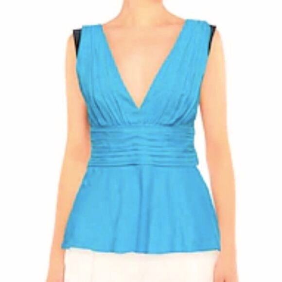 Emilio Pucci Gathered silk and cotton blend chiffon top azure size 8 - Picture 5 of 14